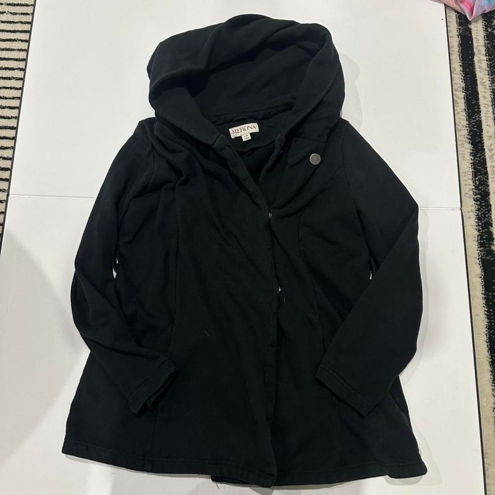 Merona Black Sweater Hooded size Large